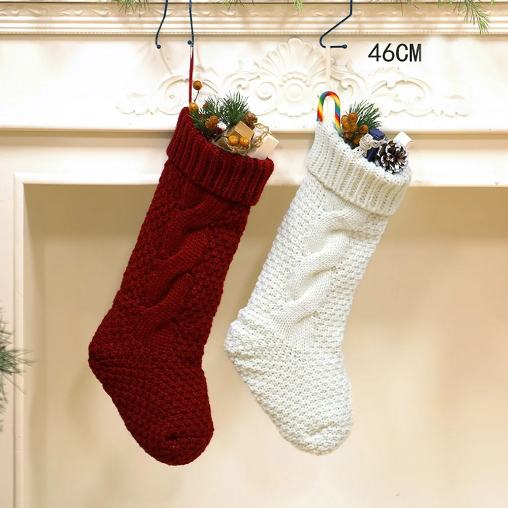 Веселый Рождественский Органайзер праздничный Вязаный Носок детский подарок