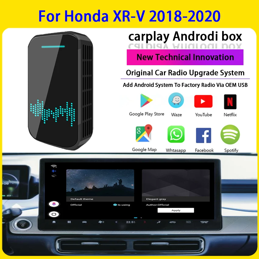 

Carplay Wireless with Android 4+32G Video AI Box Supports Mirror Link Multimedia Android System for Honda XR-V 2018-2020