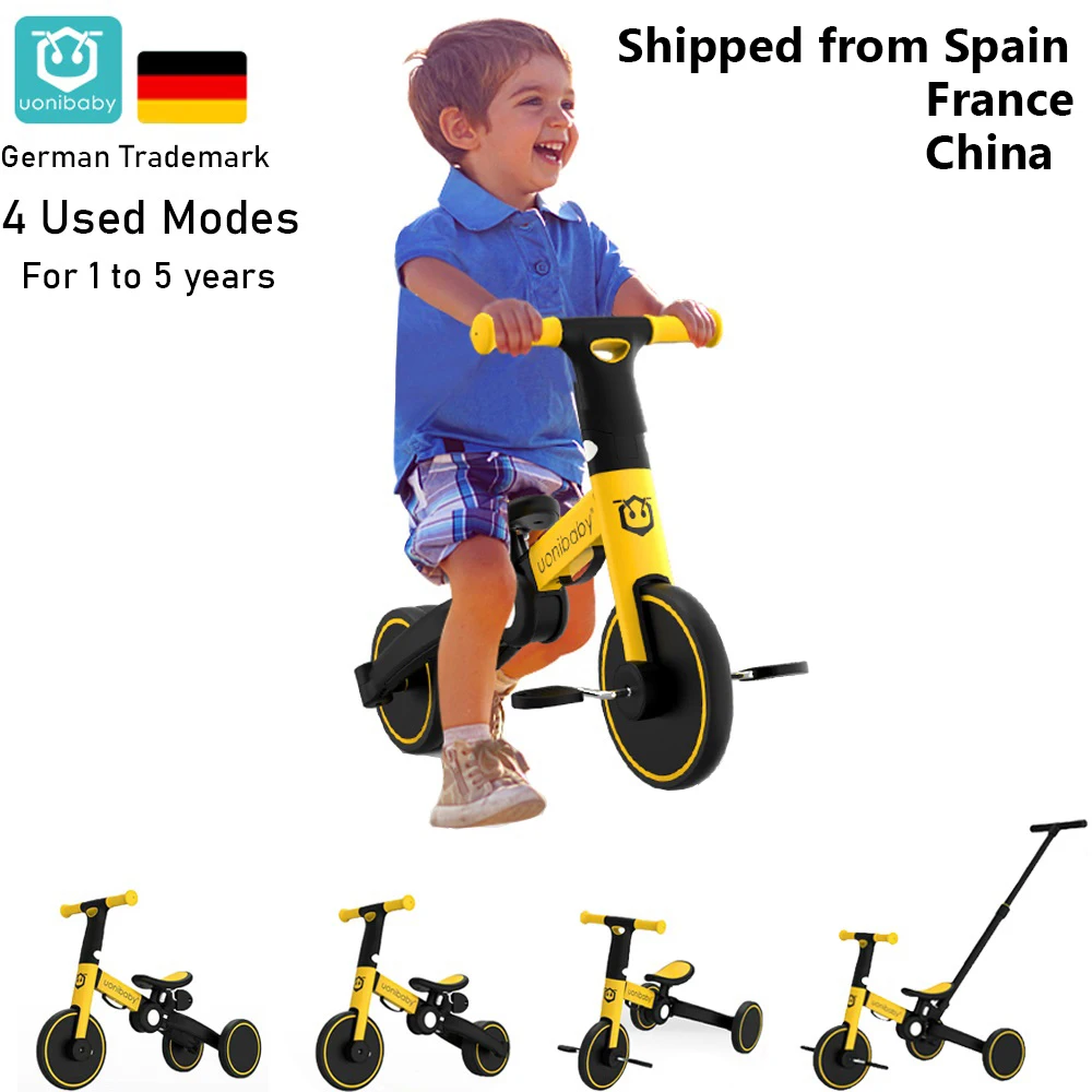 Uonibaby 4 into 1 Baby Stroller Pedal Tricycle Two Wheel Balance Bike Trolley