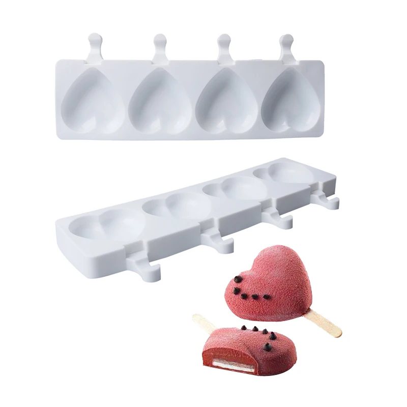 Meibum 4 полости любовь сердце форма мороженое силиконовая сок десерт эскимо Форма