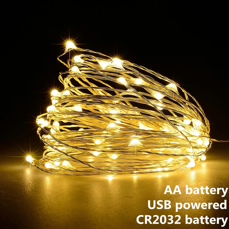 

Fairy lights Led Garland Holiday String Light Wire DIY 5M CR2032 Battery Powered Outdoor Cooper Christmas Wedding Party Decor