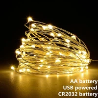 fairy lights led garland holiday string light wire diy 5m cr2032 battery powered outdoor cooper christmas wedding party decor