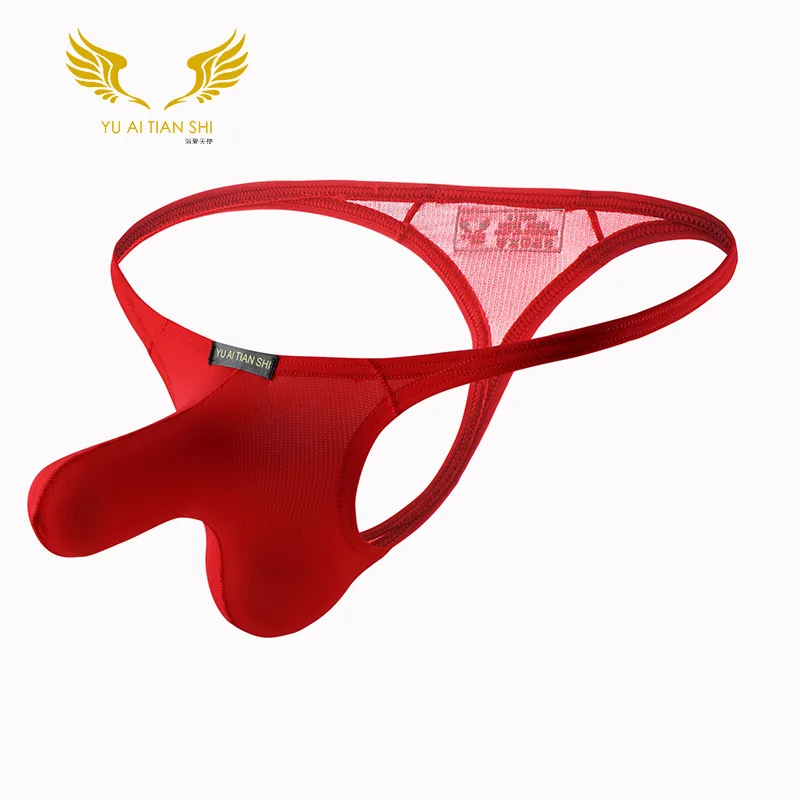 Мужские трусы стринги с низкой талией желтые сексуальное нижнее белье для