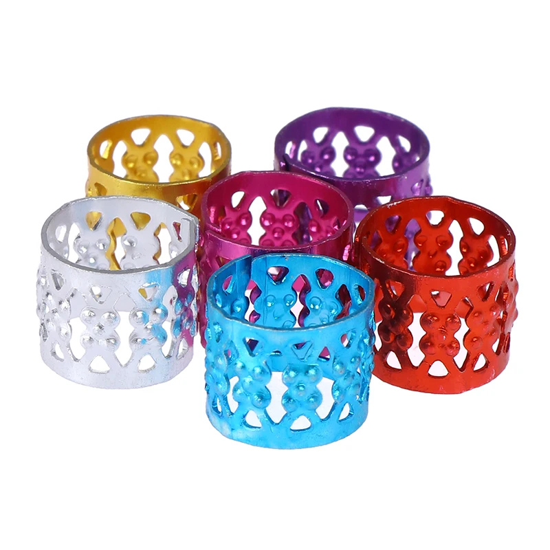 100 шт Регулируемые косички для волос дреды 6 цветов смешанные бусины кольца