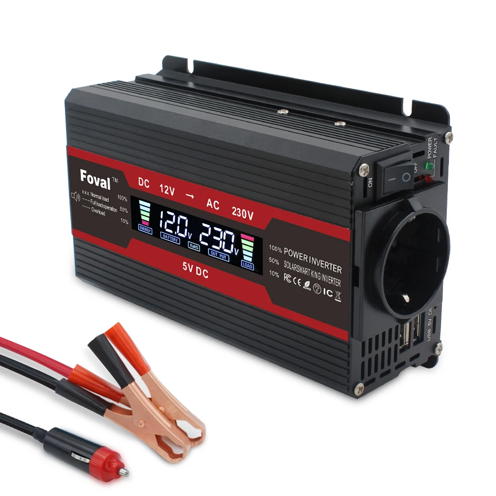 Автомобильный силовой инвертор для дома/улицы EU Socket4000Watts пик DC12V к AC 230V ЖК дисплей