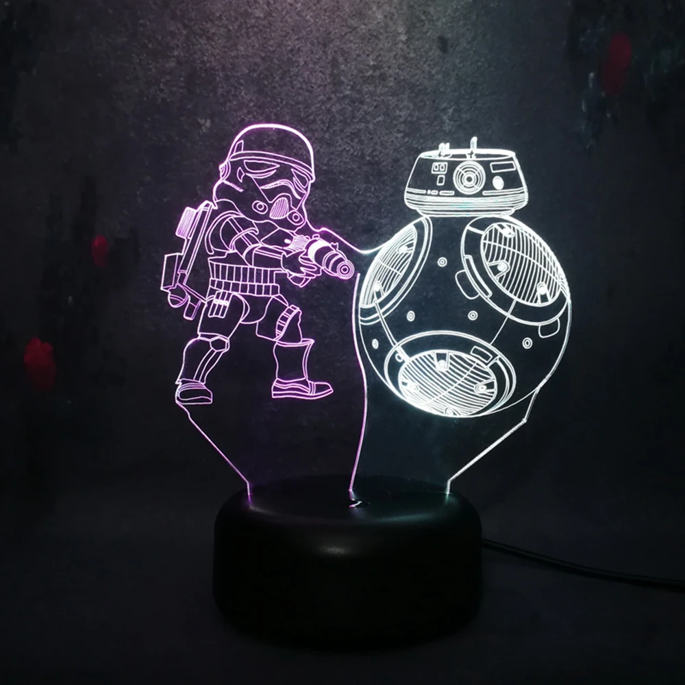 Звездные войны The Force Awakens BB8 боевой воины модель светодиодный светильник