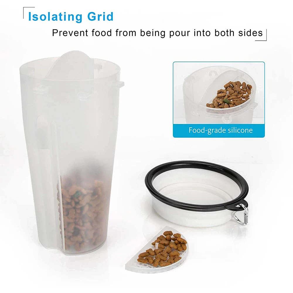 

Hot 2 In 1 Pet Travel Water Bottle Foldable Dog Feed Bowl Drink Cup Food Container Silicone Outdoor Portable Dog Cat Feeder