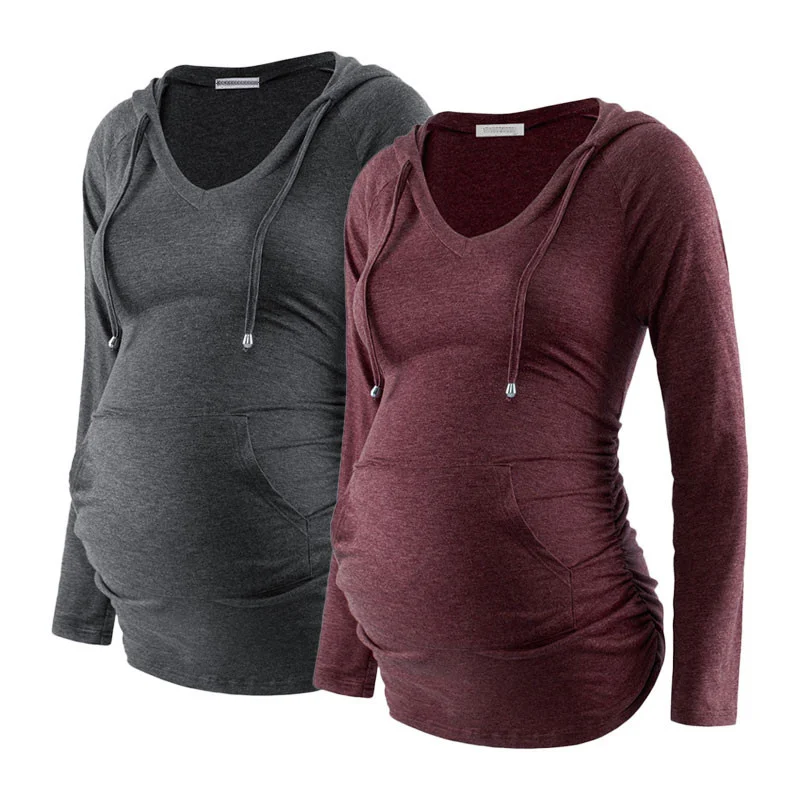 

Maternity Hoodies with Kangaroo Poet Casual s For Woman Autumn Summer Tops Pregnant Clothes