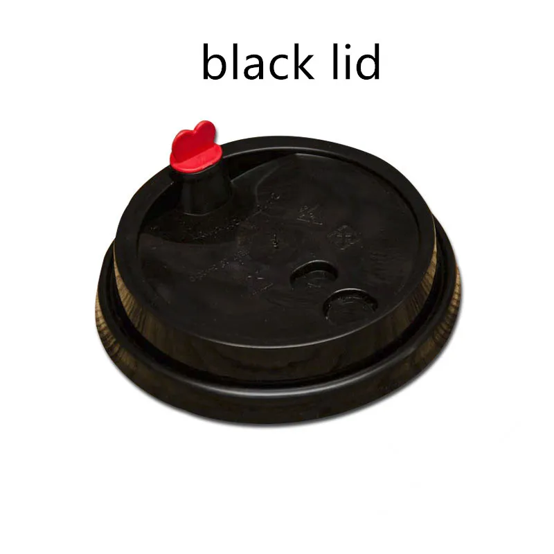 black lid 50 шт. Высокое Качество бусины в форме сердца крафт-бумага изотермическая чашка крышка 400 мл 12 унций одноразовый для кофе чая холодной чашки для горячих напитков с крышками - Цвет: black lid