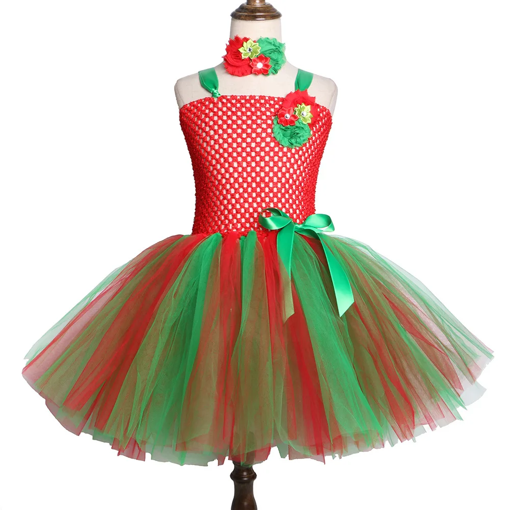 

Girls Tutu Dress Christmas 2020 Cosplay Children Costume Party Clothing Santa Tutu Dress With a headband