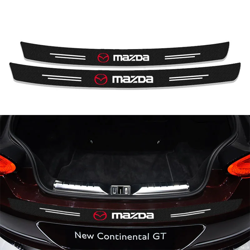 

Car Carbon Fiber Trunk Rear Guard Plate Rear Bumper Trim Anti-Kicked Scratch Protection Stickers for Mazda 8 Atenza CX-9 MX-5 RX