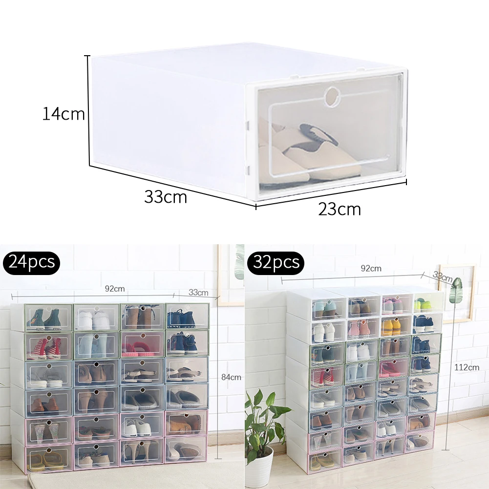 3 шт прозрачный пластиковый ящик для обуви чехол ящика прямоугольная утолщенная