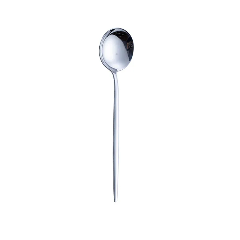 

Round Shape Coffee Spoon Stainless Steel Mini Teaspoons Sugar Dessert Spoon fork Knife Ice Cream Soup Spoon Kitchen Accessories