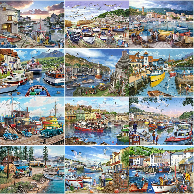 

New 5D DIY Diamond Painting Sea View Diamond Embroidery Scenery Pier Cross Stitch Full Square Round Drill Home Decor Art Gift