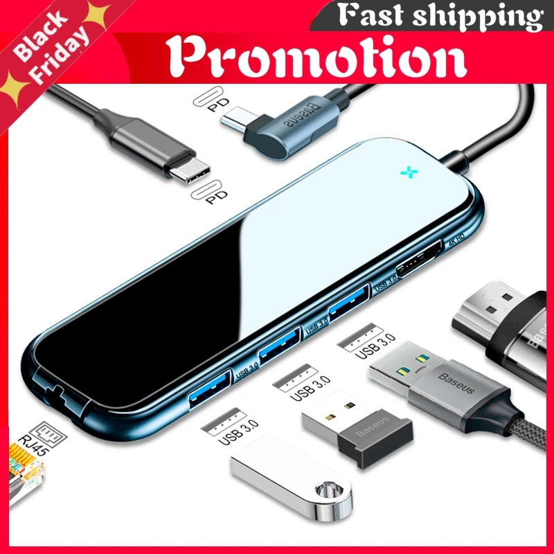 Bestellen Usb Typ C Hub Zu Hdmi-Kompatibel Rj45 Multi Usb 3,0 Power Adapter Für Macbook Pro Air Dock 3 Port Usb-C Usb Hub Splitter