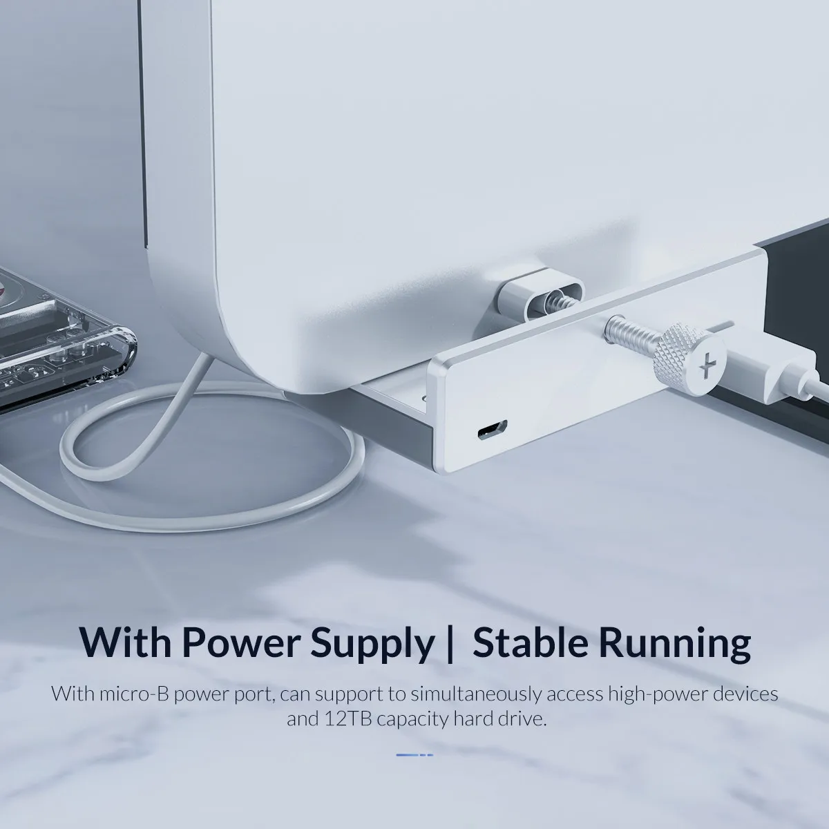 

Aluminum 4 Ports Usb 3.0 Clip Hub With Power Supply High Speed 5gbps Data Transmission For Mac Os Pc (Mh4pu-P)
