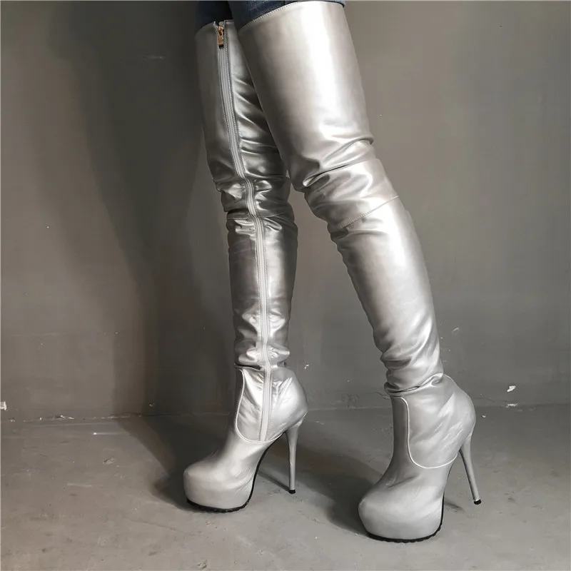Женские Водонепроницаемые высокие сапоги до бедра матовые кожаные однотонные на