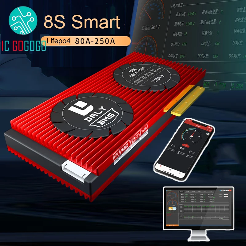 DALY Smart 8S 24V Lifepo4 80A 100A 150A 200A 250A плата защиты литиевой батареи 3 2 V BMS Bluetooth приложение
