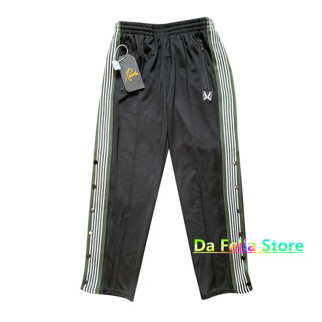 

Green Needles Track Pants 2020 Men Women Hem Breaststroke AWGE Needles Pants Blue White Butterfly Embroidered AWGE Trousers