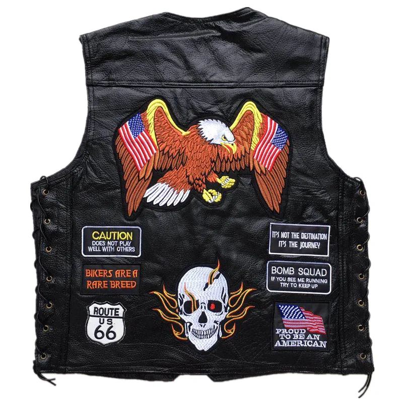 Осенне зимний жилет в байкерском стиле кожаный мужской Новые Лос Анджелеса