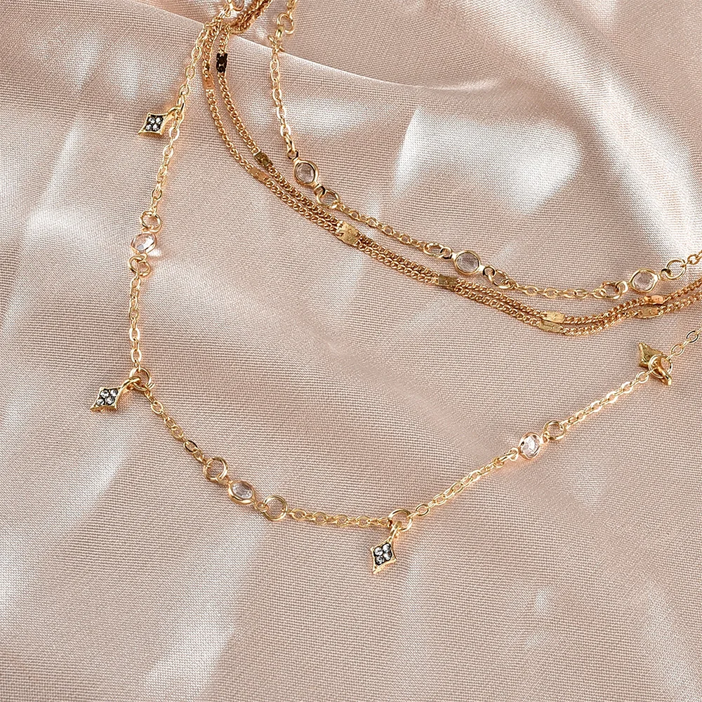 

New Fashion Gold Crystal Stars Pendant Necklaces For Women Necklace 2021 Multilevel Female Boho Vintage Jewelry Wedding Gift