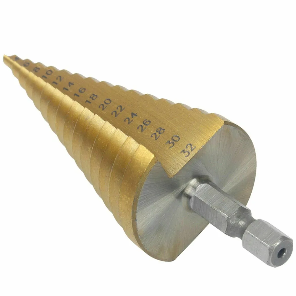 

Steel Step Cone Drill Metal Hole Cutter Bit Set + Pouch Large Golden 3PCS