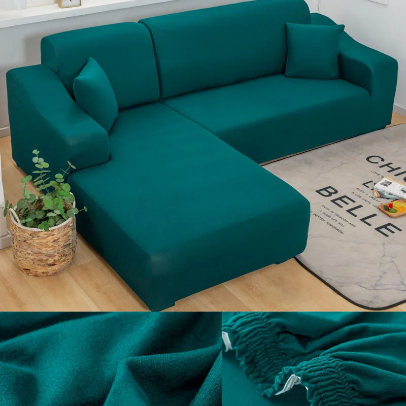 

Чехлы для дивана в гостиную, эластичные однотонные Чехлы для угловой кушетки, L-образные Чехлы для шезлонг, защита для стула на 1/2/3/4 места