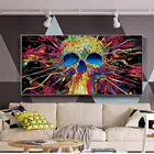 Абстрактный граффити, искусство, красочный череп, холст, живопись, Куадрос, настенные художественные плакаты, принты, настенные картины для гостиной, Настенный декор