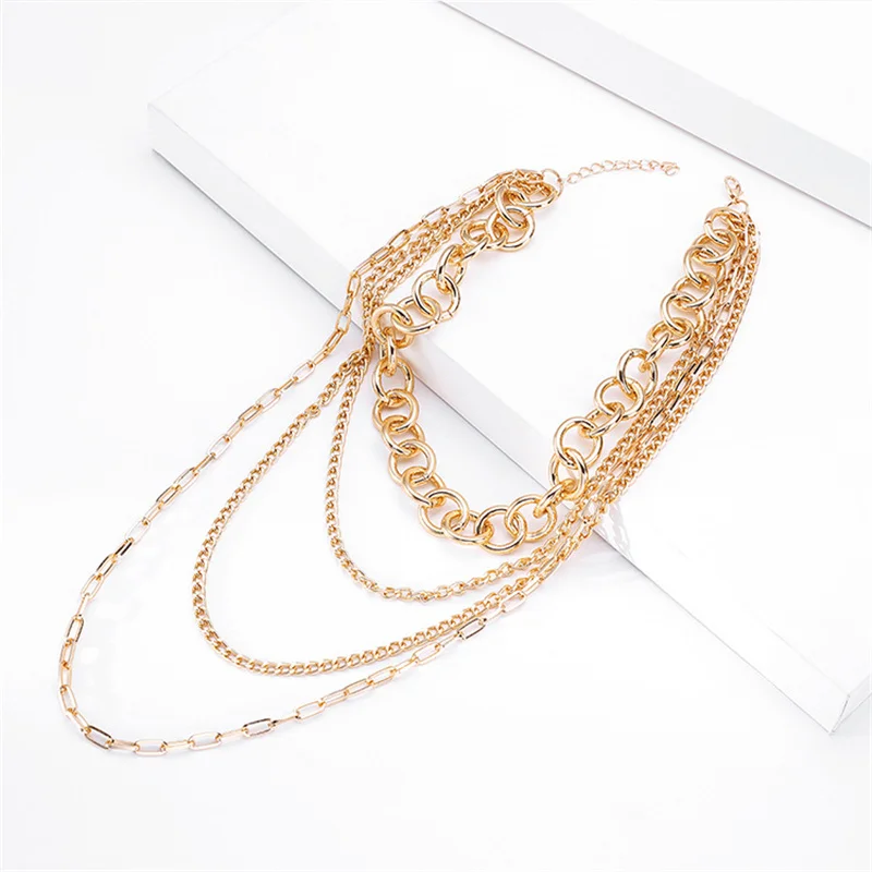

Punk Exaggerated Chains Necklace Minimalist Thick Chain Multi-Layer Necklace For Men Women Unisex Hip Hop Long Sweater Chain New
