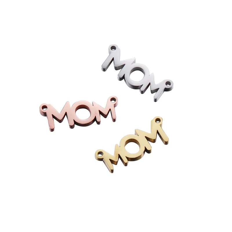 

Stainless Stee Double Hole MOM Pendant Mirror Polish Steel Color/Gold Color /Rose Gold Mother's Day Gift