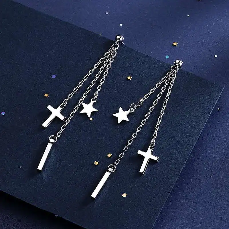 Серьги-подвески женские из серебра 925 пробы с подвеской в виде звезды | Украшения