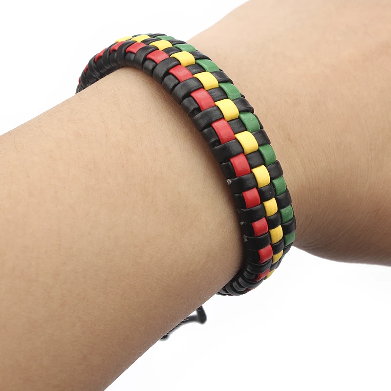 Ямайский кожаный браслет с изображением марихуаны ручной работы 1 шт. этнический