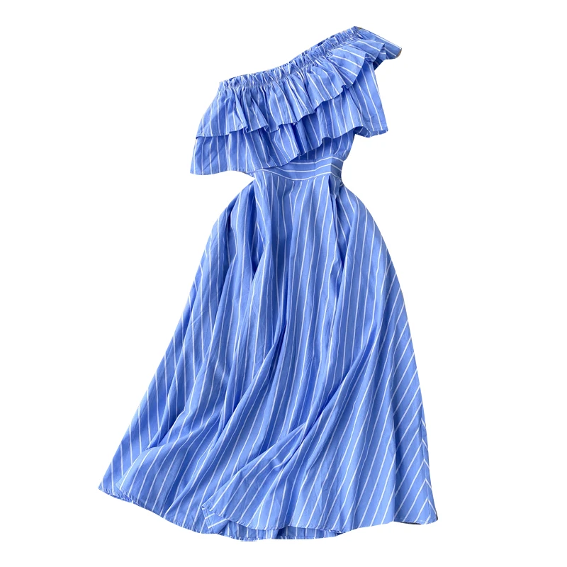 Женское асимметричное платье в полоску SINGRAIN винтажное длинное трапеция с