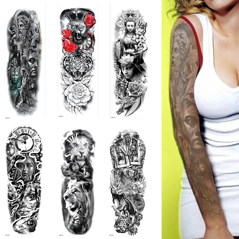 

Реалистичный временный рукав с татуировкой, война, солдат, Лев, Бабочка, дерево, мужчины, женщины