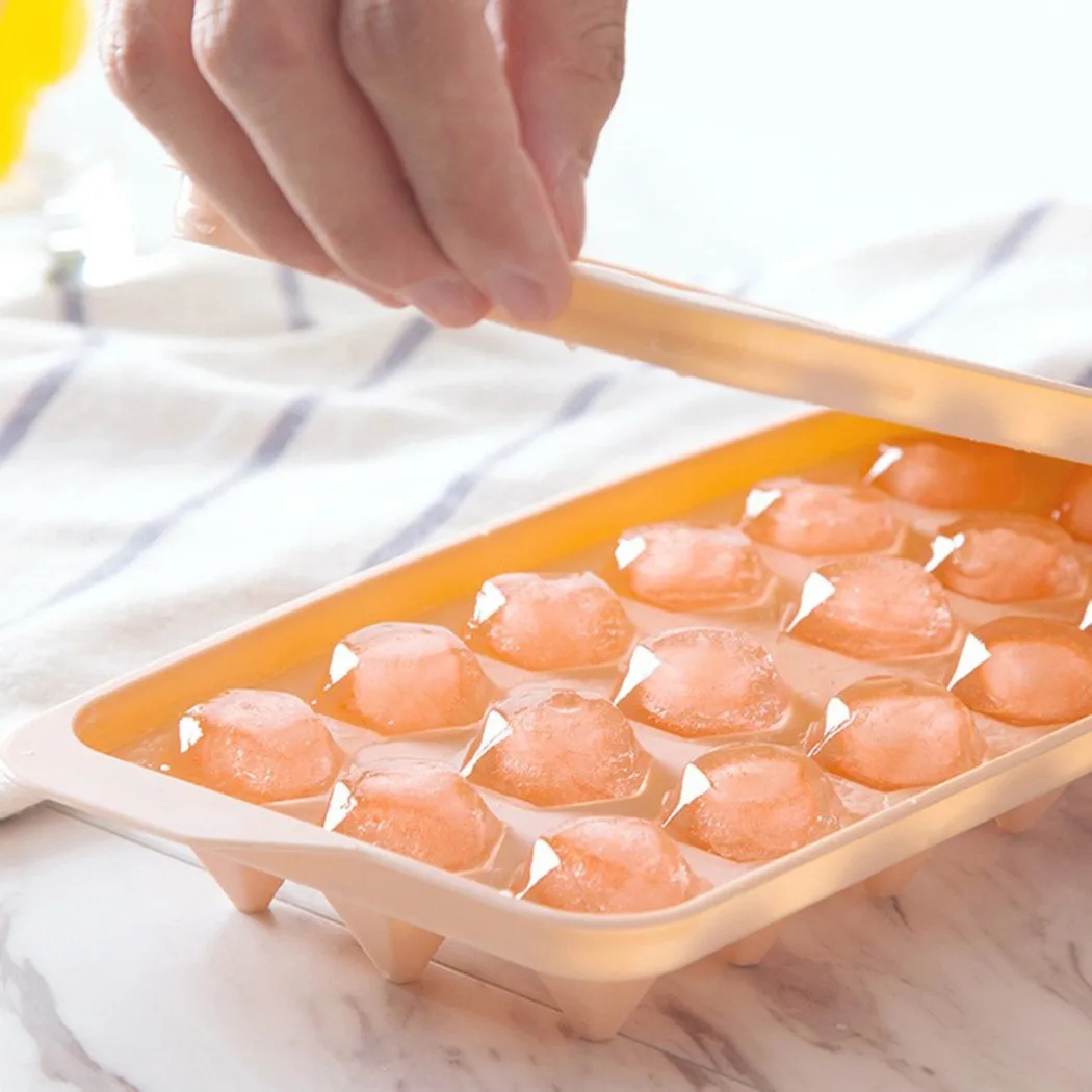

Diy Ice Mold With Cover Round/diamond 18/33 Grid Lattice Hockey Ice Maker Cube Mould Food Grade Silicone Honeycomb Ice Cube Tray