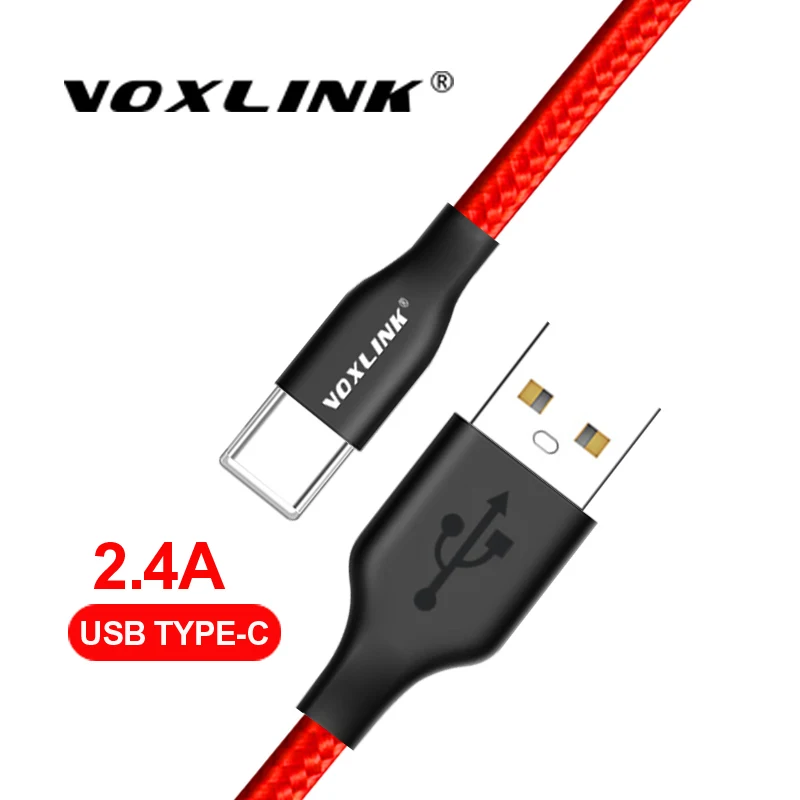 VOXLINK usb type-C кабель для xiaomi redmi note 7 USB шнур для мобильного телефона Быстрая зарядка нейлоновая оплетка для samsung Galaxy S9 S8 Plus