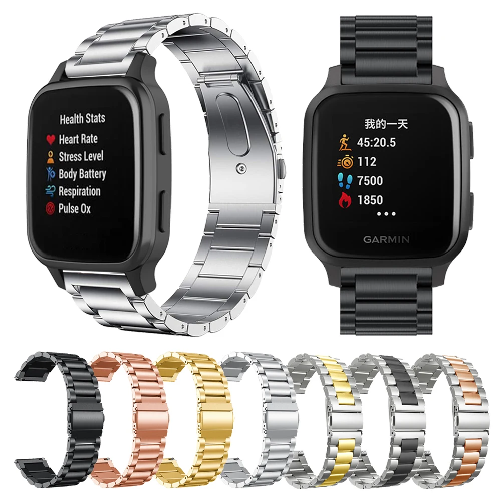 Buy Correa de Metal de acero inoxidable para reloj inteligente Garmin venu Sq, accesorios de pulsera de música, Forerunner, 645M, 245M