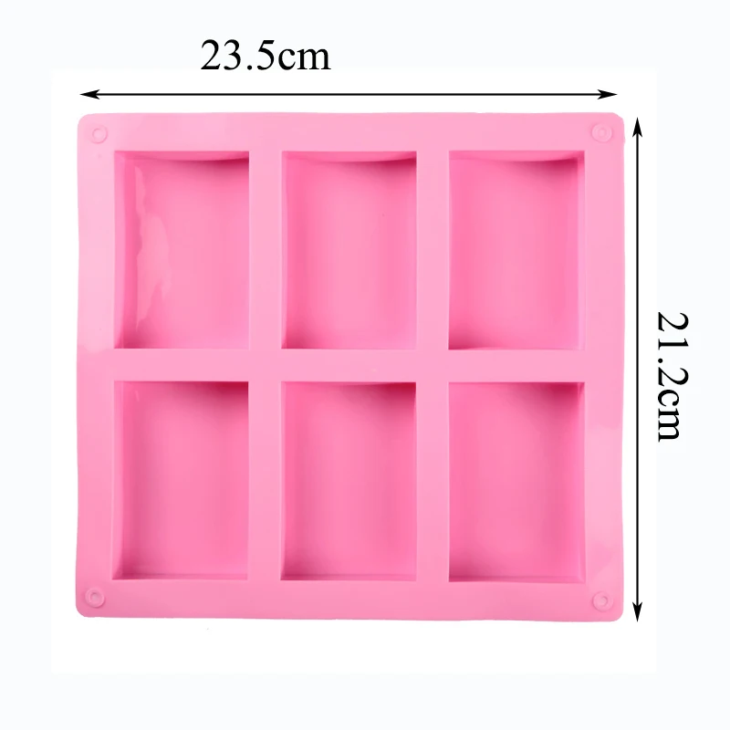 6 Полость силиконовая форма для изготовления мыла 3D простая прямоугольная DIY