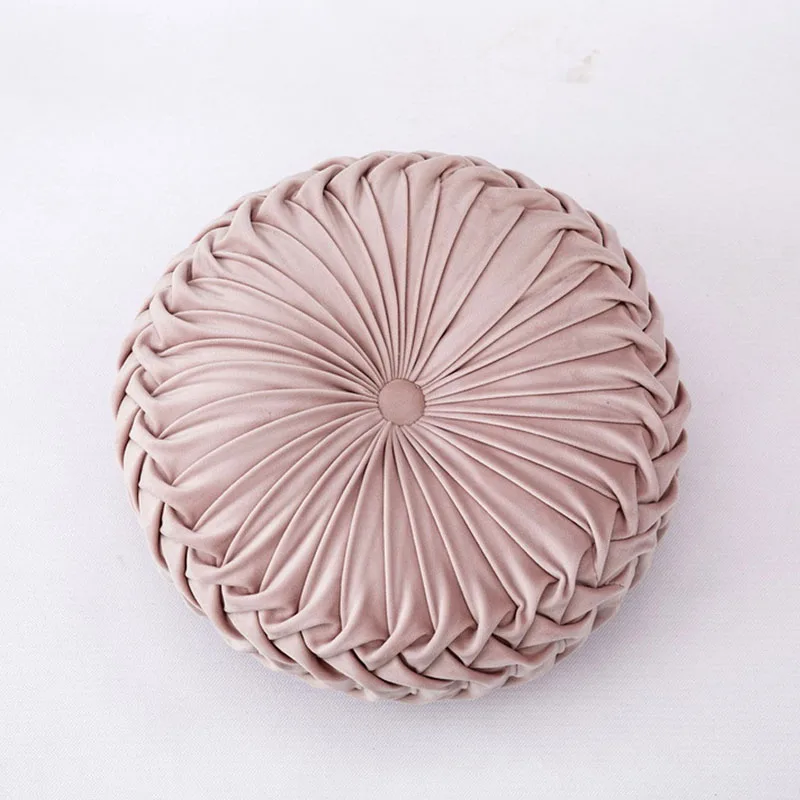 

Velvet Pleated Round Pumpkin Decorative Pillow for Sofa Back Seat Couch Cushion Lumbar Pillows Living Room Floor Pillow