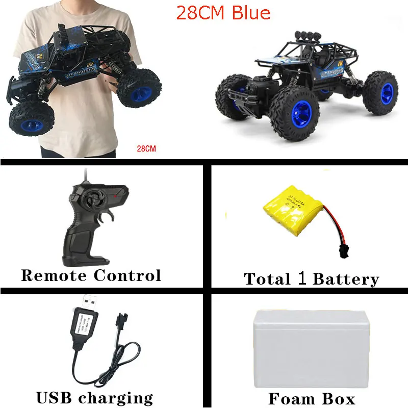 28cm Blue Радиоуправляемая машина 1/12 4WD с дистанционным управлением высокоскоростная машина 2,4 Ghz электрические радиоуправляемые игрушки Monster Truck Багги внедорожные Автомобили детские подарки - Цвет: 28cm Blue