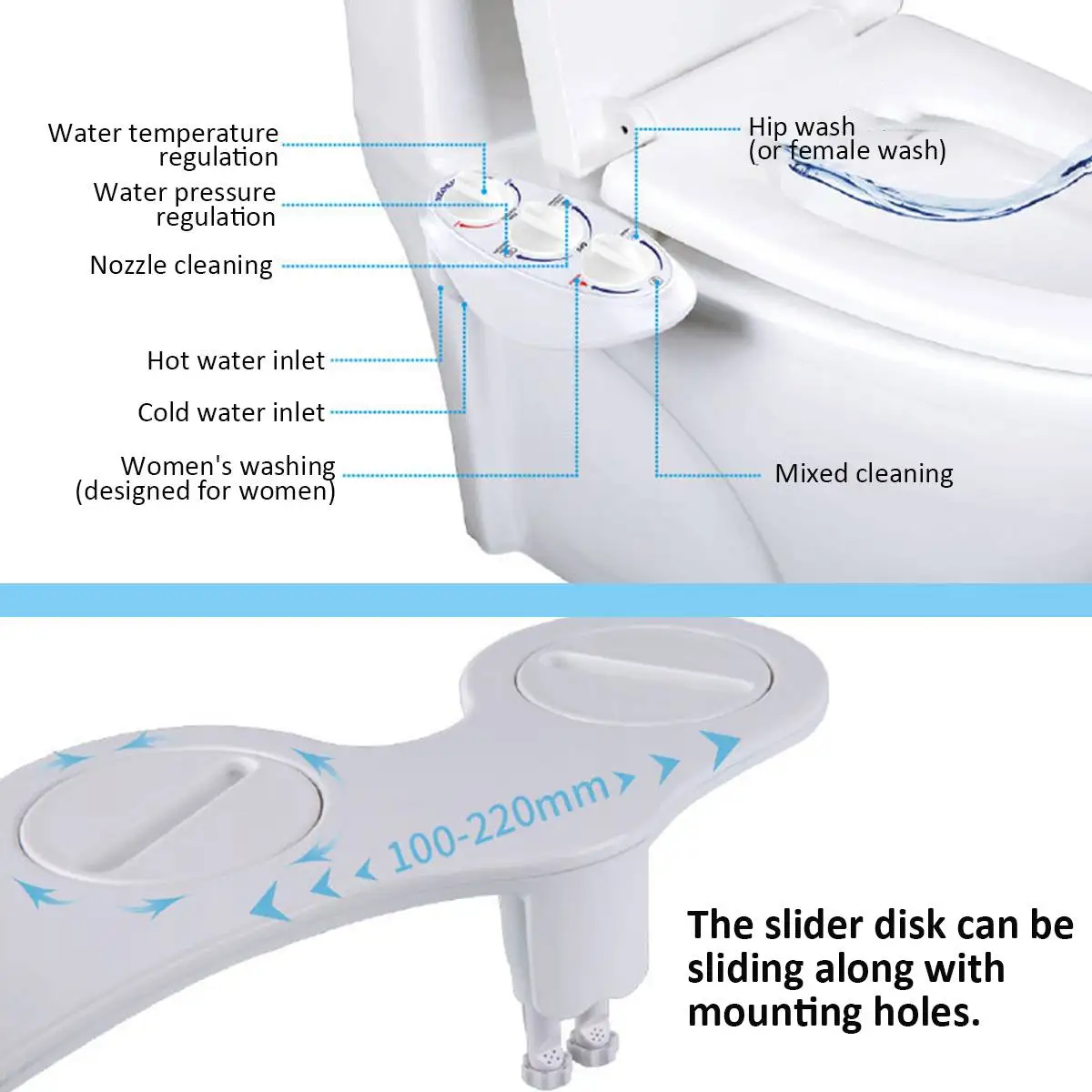 

Bidet Non-Electric Smart Self-Cleaning Nozzle Fresh Water Bidet Sprayer Toilet Seat Attachment Mechanical Shattaf Washing