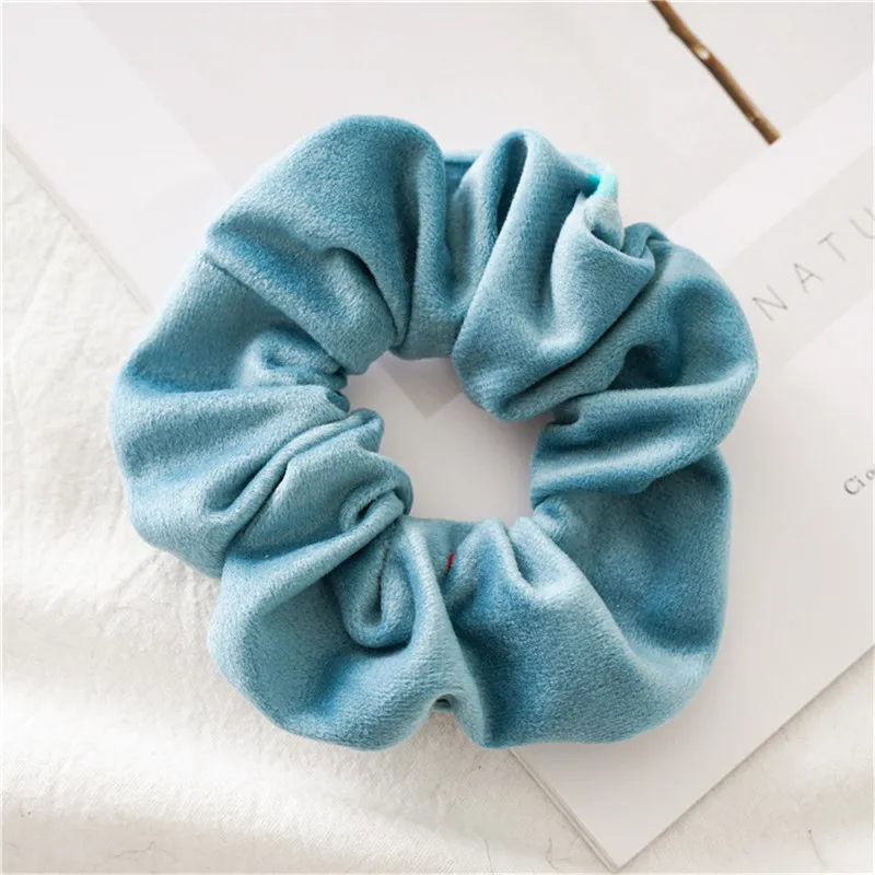 blue Ruoshui, женские зимние Бархатные резинки для волос, Однотонные резинки для волос, милые аксессуары для волос карамельного цвета, для девушек, конский хвост, заколка для волос - Цвет: blue