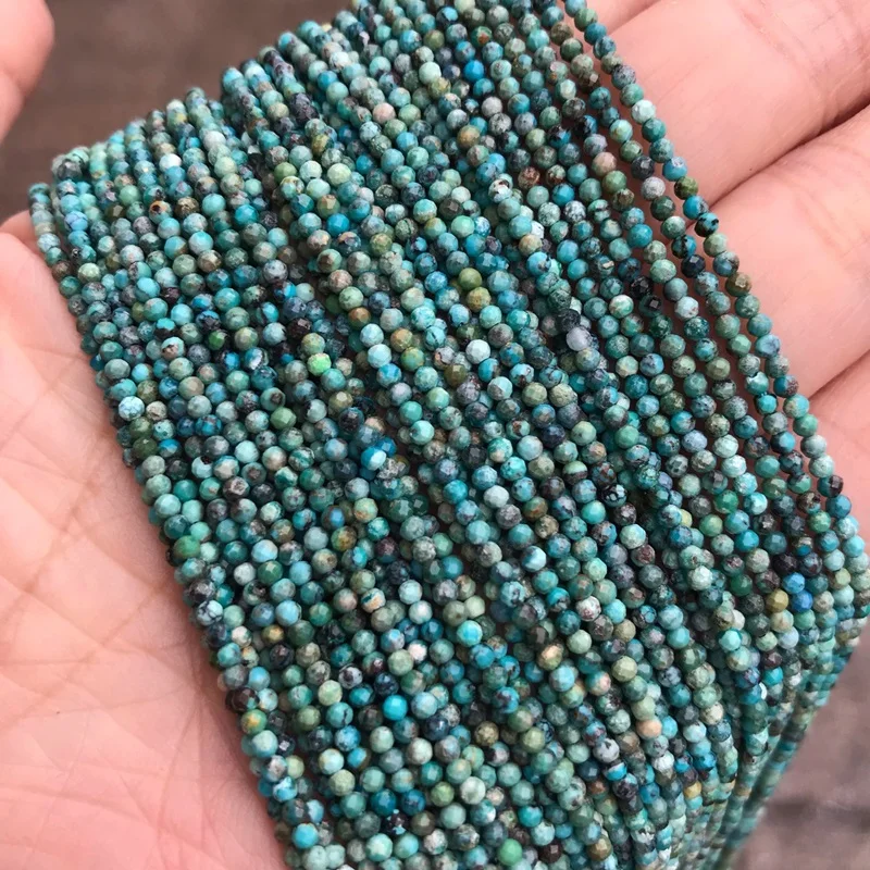 

OMHXZJ Wholesale ZB44 2mm 38cm Long DIY Bracelet Necklace Jewelry Making Accessories Natural Stone Fine Turquoise Round Beads