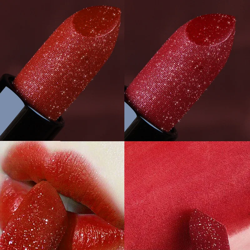 

Little gold diamond durable not easy to fade apple red koi color mist face matte lipstick spot beauty makeup