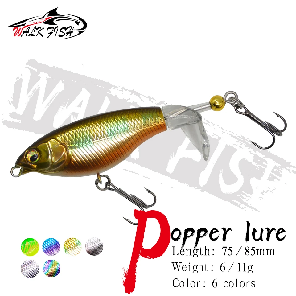WALK FISH 1 шт. 75 мм 85 Whopper Popper рыболовная приманка искусственная плавающая с мягкой
