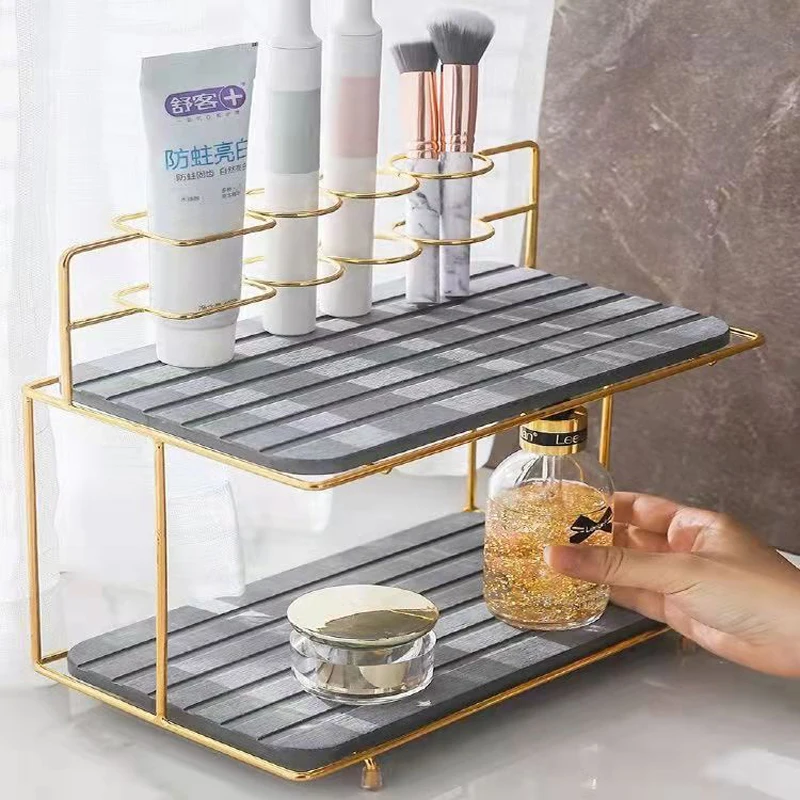 

Japanese Style Diatom Mud Electric Toothbrush Holder Mouthwash Cup Rack Desktop Storage Shelf Bathroom Accessories