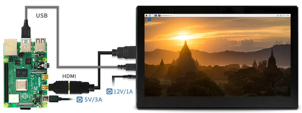 Waveshare 13,3 дюймовый емкостный сенсорный экран 1920x1080 ips дисплей поддерживает Raspberry Pi/Jetson Nano/BB Черный и общий ПК