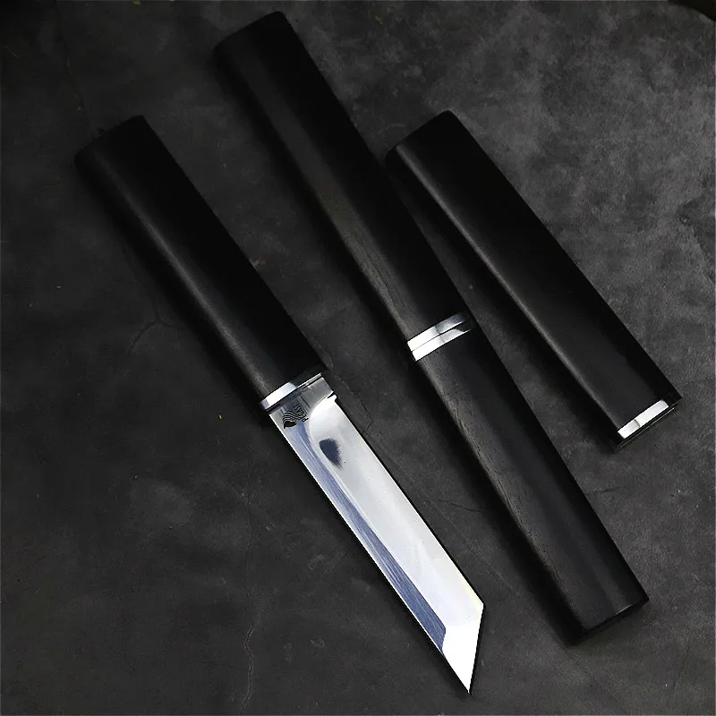 Ebony японский самурайский Острый Стальной прямой нож D2 Походный с прямым лезвием