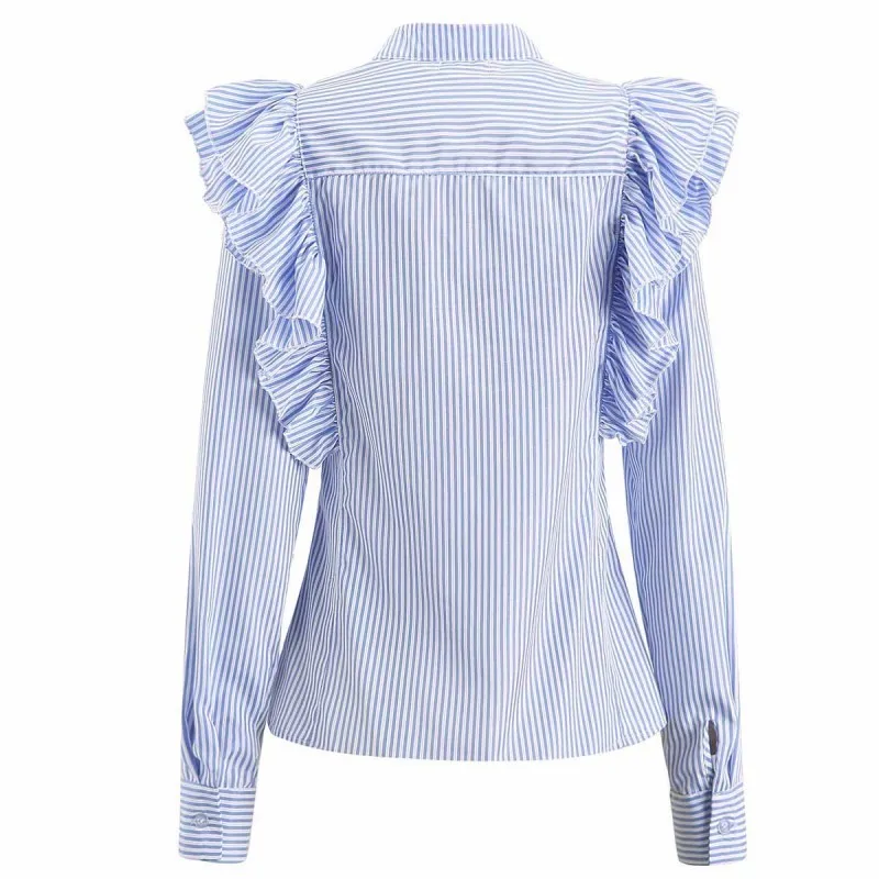 Женская рубашка с воротником-стойкой большого размера 3XL оборками на рукавах