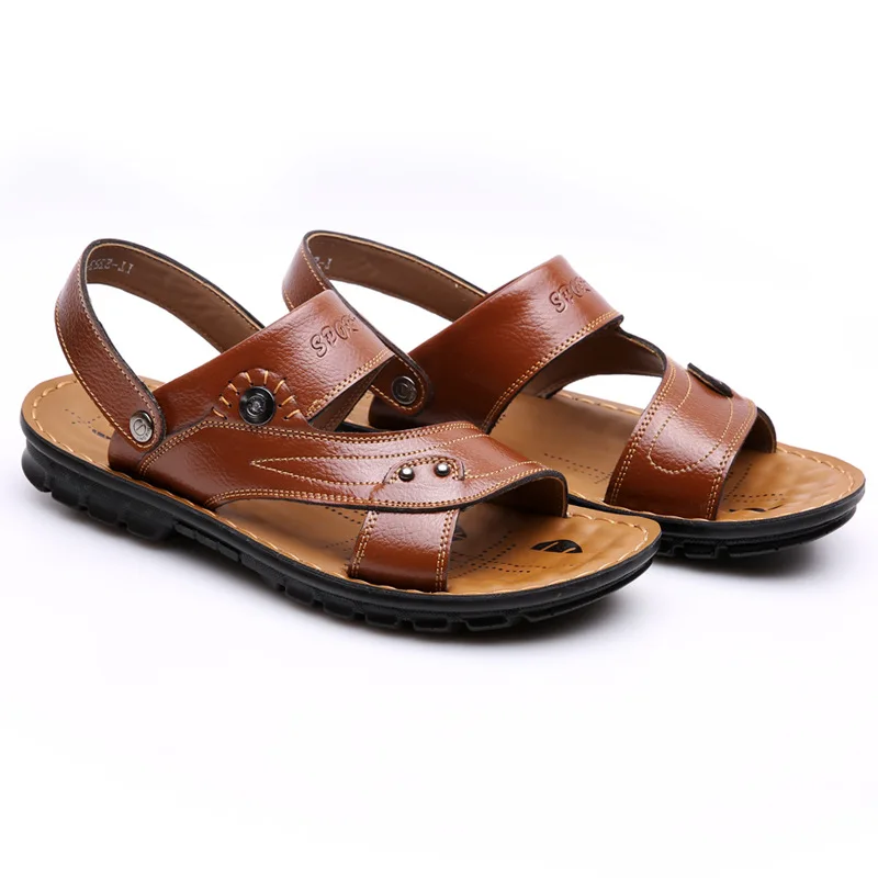 Мужские летние сандалии из искусственной кожи мягкие удобные пляжные